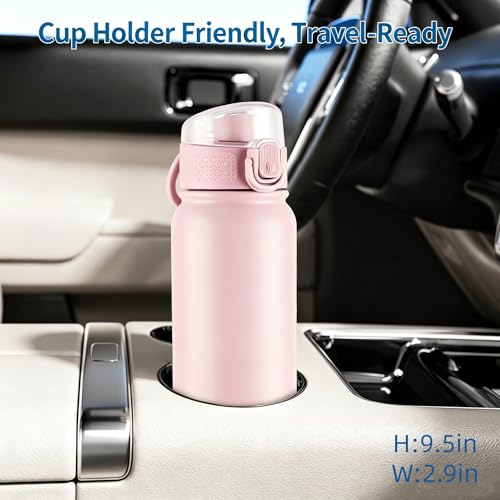 GOPPUS Insulated Water Bottle 20oz Stainless Steel BPA-Free Sports Bottle Ideal for School and Travel Silicone Spout Lid Prevents Leaks, Sweat, and Dust (Pink) - color: Pink