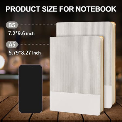 Lined Journal Notebook for Work College Ruled Note Book 7.2"x9.6" B5 PU Leather Daily Journaling 160 Pages for Women Men Writing Home School Supplies Business (Grey) - color: 06-Grey-1pack, style: B5 Lined 160pages