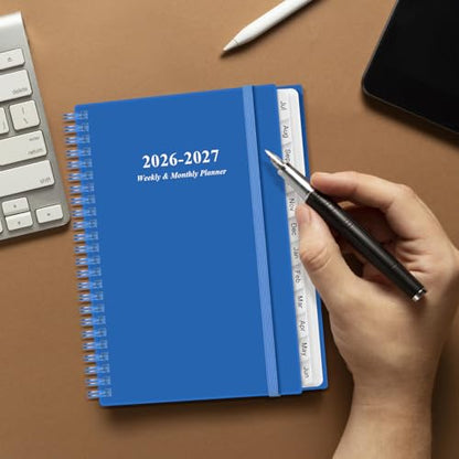 2026-2027 Planner - Planner 2026-2027 from July 2026 - June 2027, Weekly & Monthly Planner Spiral Bound with 12 Monthly Tabs, Inner Pocket, 6.4" x 8.5", Blue - color: Blue, size: 6.4" x 8.5"