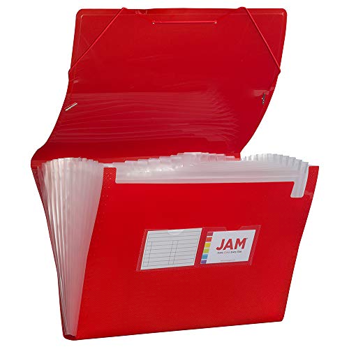 JAM PAPER Accordion Folders - 13 Pocket Plastic Expanding File - Legal Size - 10 x 15 - Red - 2/Pack - color: Red, size: Legal Size - 2 Pack