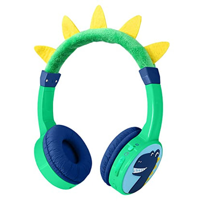 Kids Bluetooth Headphones, with 85dB Volume Limited Adjustable Headphone, Wireless Bluetooth Headphones, Aux 3.5mm Cable Included for Boys Girls Study, School, Kids Headset for ipad/Tablet - style: Dinosaur