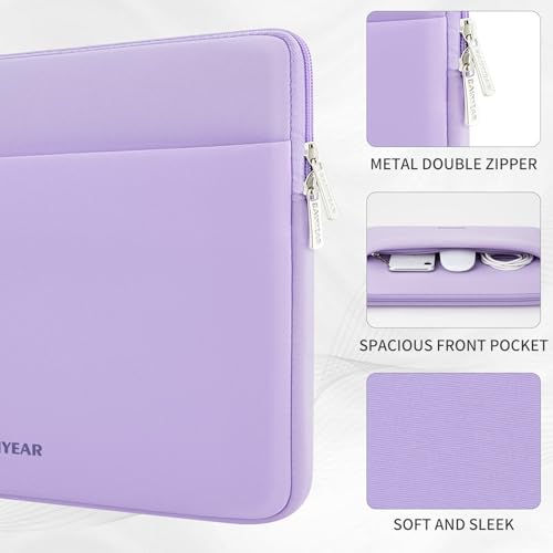 RAINYEAR Laptop Sleeve Case 11-13 Inch, Protective Padded Case with Front Pocket, Computer Cover Laptop Bag Compatible with 13.3 Inch MacBook Air/Pro, MacBook Neo A18, HP, Dell, Lenovo, Acer, Purple - color: Purple, size: 11-13 inch