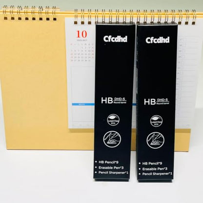 #2 HB Pre-Sharpened Wood-Cased Graphite Pencils 9 Pack | 3 Pencil-Style Erasers & 1 Pencil Sharpener，Ideal for Writing, Drawing & Sketching, Perfect for Students, Adults, Artists