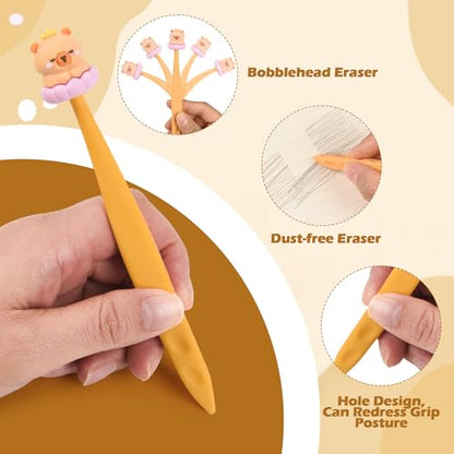 24 Pcs Cute Animals Bobblehead Eraser for Pencils Kawaii Erasers Cute School Supplies Fun Cartoon Erasers Back to School Supplies Birthday Classroom Gifts - color: Style 3