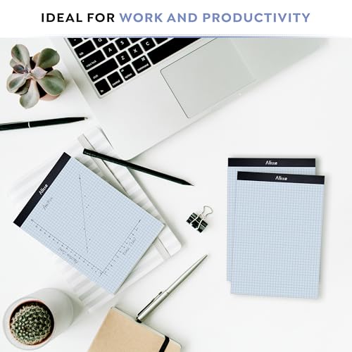 Alitte Graph Paper Pad, Pack of 12, White Letter Size - 4x4 Quad Grid Paper, Easy-Tear Perforations, 8.5 x 11 Cardboard Backing - Graph Notepads for School, Office -50 Sheets per Pad - size: 4x4 sq/in 12 Pack
