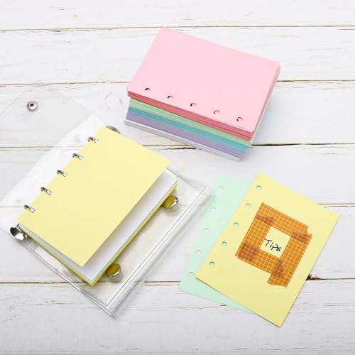 A8 Paper Refill 6 Colors A8 Planner Refill M5 Loose Leaf Binder Paper 300 Sheets Colored Blank Filler Papers A8 5 Ring Binder Inserts