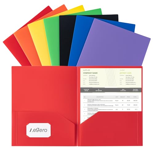 Aegero Plastic Folders with Pockets (7 Pack, Assorted Colors) | Durable Heavy Duty File Folders with Business Card Slot, 2-Pocket Folder for Schoolwork & Office,Letter Size - color: Rainbow, size: 1 Set（7pack）