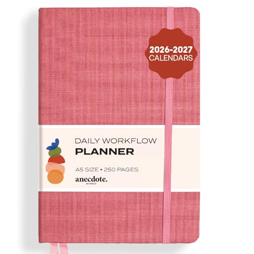 Anecdote Daily Planner w/ 2026-2027 Calendar | Start Anytime 26 Weeks Undated | 1 Page per Day | 8.5" x 5.2" | Hardcover To-Do List Organizer, Plan Your Success, Achieve Productivity Goals (Blossom) - color: Blossom, size: A5 (5.8'' x 8.3'')