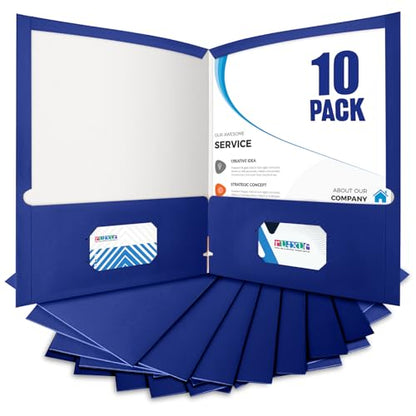 BIBRADAA® 10 Packs Blue Folders,Paper Folder Surface with Waterproofing,Letter Size,Holds 100 Plus Sheets,for School,Office,Business. (10, Blue) - color: Blue