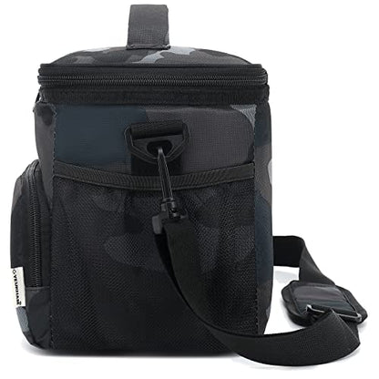 GYEUKHAM Insulated Reusable Lunch Bag Adult Large Lunch Box for Women and Men with Adjustable Shoulder Strap,Front Zipper Pocket and Dual Large Mesh Side Pockets,Black Camo - color: BlackCamo