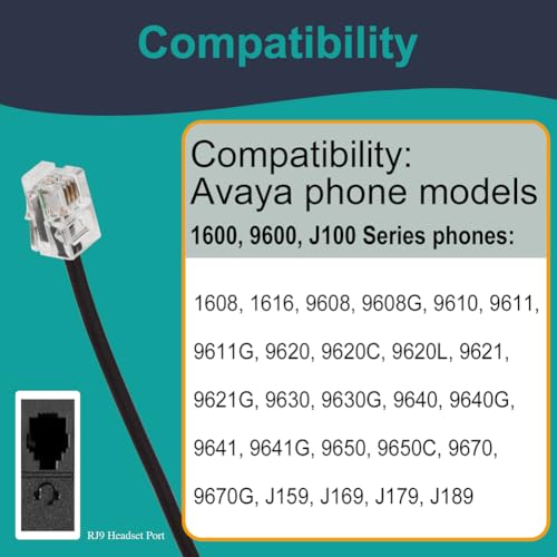 Avaya Headset HD Voice with HIS Adapter Compatible with Avaya 1600, 9600, J100 Series Phones Model, Plus 3.5mm Adapter for Smartphone