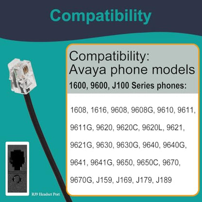 Avaya Headset HD Voice with HIS Adapter Compatible with Avaya 1600, 9600, J100 Series Phones Model, Plus 3.5mm Adapter for Smartphone