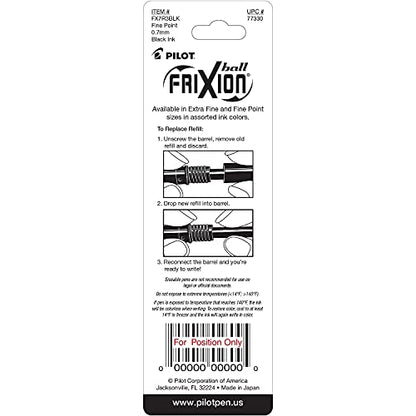 Pilot 77330 Frixion Gel Pen Refills.7mm, Medium Pt, 3/PK, Black