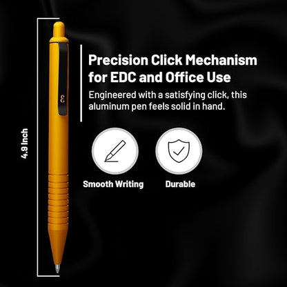 Everyman Amber Super Matte Mini Click Pen | Compact Refillable 0.7mm Gel Pen with Premium Grip | Pocket-Size Metal EDC Pen for Travel, Office, Journaling & Everyday Writing - color: Amber, style: Mini Click