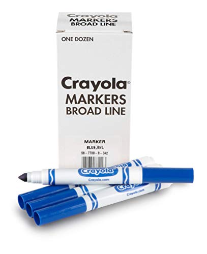 Crayola Broad Line Markers - Blue (12Ct), Markers for Kids, Bulk School Supplies for Teachers, Nontoxic, Marker Refill with Reusable Box - color: Blue