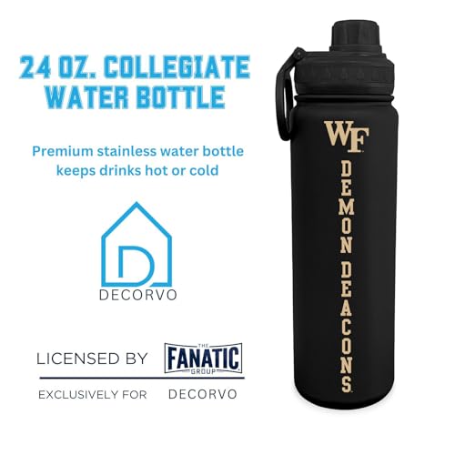 Wake Forest Water Bottle - Double Walled Stainless Steel 24 oz Keeps Drinks Cold or Hot - color: Wake Forest