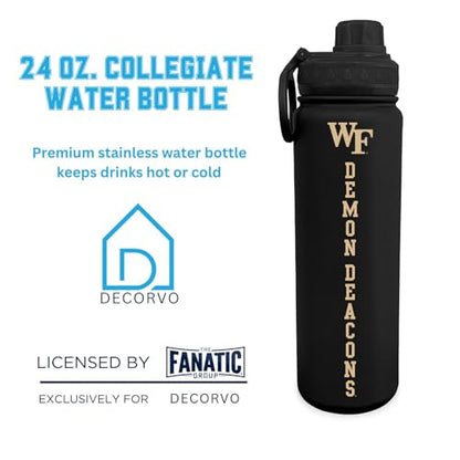 Wake Forest Water Bottle - Double Walled Stainless Steel 24 oz Keeps Drinks Cold or Hot - color: Wake Forest