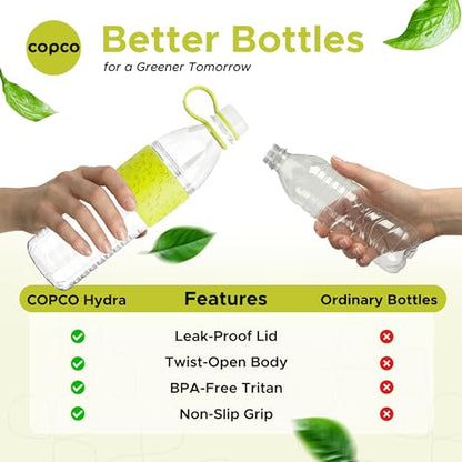 Copco Hydra Water Bottle 20 Oz - Lime Green, Set of 2 | Spill-Guard Leak-Resistant Lid, Minimizes Spills for Commuting, Workouts & Everyday Hydration, 20 Oz Capacity Per Bottle - color: Lime Green