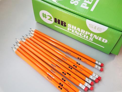 S & E TEACHER'S EDITION 1000 Count Pre-sharpened #2 Pencils with Erasers – Bulk Yellow Woodcase HB Lead Pencils for School Districts, Testing Centers, Churches & Offices – No.2 Pencil Case Pack