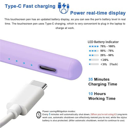 Stylus Pens for Touch Screens Power-Display Tablet Pen POM Tip Magnetic Digital Touch Pen Compatible with iPhone/iPad/Lenovo/and Other iOS/Android Smartphone and Tablet Devices (Gradient Purple - color: 2SS-Gradient Purple