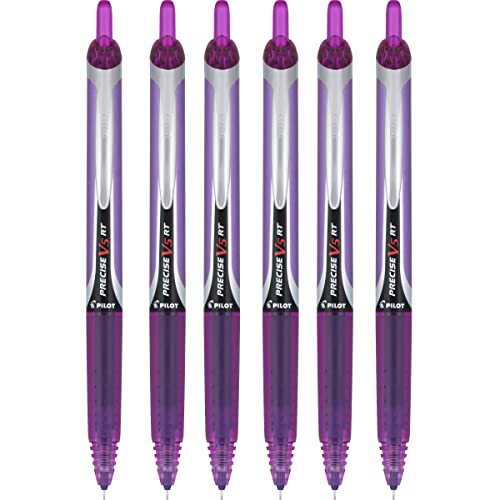 Pilot Precise V5 RT Retractable Rolling Ball Pens, Extra Fine Point, Purple Ink, 6 Pens - color: Purple