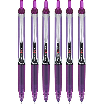 Pilot Precise V5 RT Retractable Rolling Ball Pens, Extra Fine Point, Purple Ink, 6 Pens - color: Purple