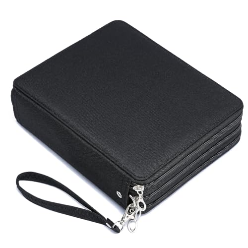 YOUNGCOL Colored Pencil Case - 120 Slots Pencil Holder with Handle Strap Large Capacity Pencil Organizer,Black - color: Black, size: 120 Slots