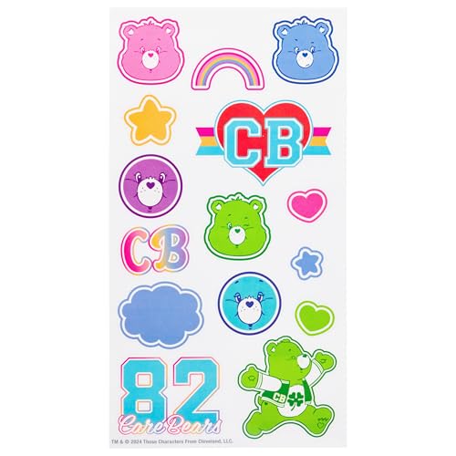 Silver Buffalo Care Bears Good Luck Bear Luck, Plastic Water Bottle, 32oz | Share Bear and Cheer Bear, Grumpy Bear, Twist Spout, Sticker Set, You Stick Yourself, 0.95 Liters - color: Care Bears School Spirit