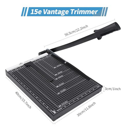 ISDIR 15" Guillotine Paper Cutter with Dual Pressure Bars, 15 Sheet Capacity, Magnetic Guide, Blade Lock, Heavy Duty Metal Base, for Cardstock, Crafts, DIY, Photos & Office - color: 15"black