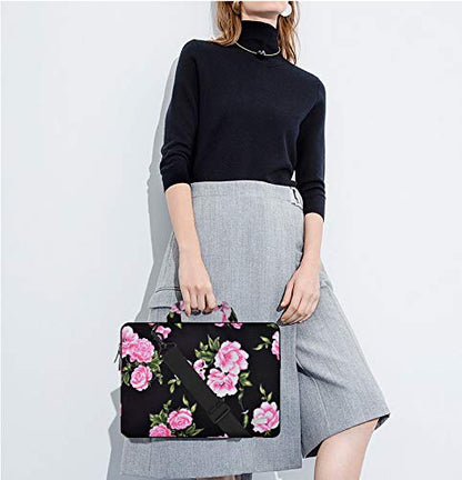 Hseok Laptop Shoulder Bag 13 13.3 14 Inch Case Compatible with MacBook Pro/Neo 14" M5/M4/M3/M2/M1,Mac Air/pro/Neo 13" and Most 13 13.3 14 Notebooks,Spill-Resistant Briefcase,Peony - color: Peony, size: 13-13.5 inch