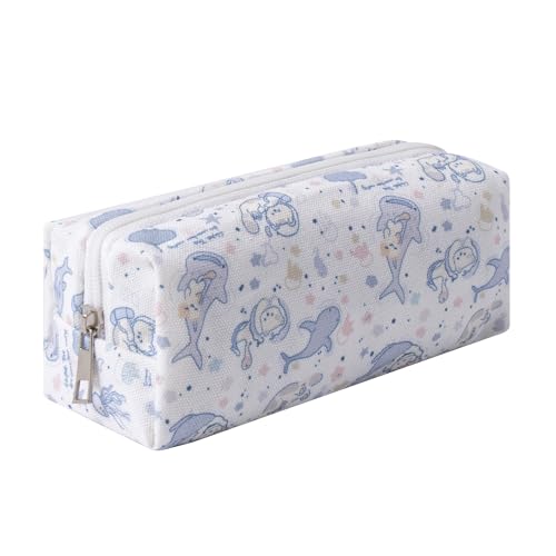 Large Capacity Canvas Pencil Case for Students Cute Aesthetic Pen Pouch Stationery Organizer Bag for School Portable Makeup Bag for Daily Use Kawaii Pencil Box for Girls Teens Kids (Canvas-M) - color: Canvas-M
