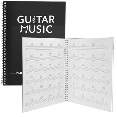 Guitar Tablature Notebook, Blank Sheet Music Notebook, 100 Pages Blank Guitar Tab Paper with Chord Chart Poster and Tablature Staves - color: Guitar Tab Notebook