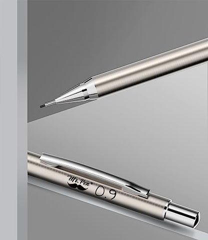 Mr. Pen- Metal Mechanical Pencil Set with Lead Refills & Erasers, 2 Pack | 0.9mm, 4x Tubes 2B Lead Refill, 4x Eraser Refills for School Supplies, Note Taking, Drawing, Sketching, Office - style: 0.9mm