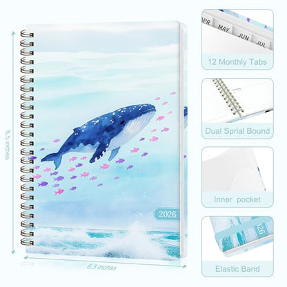 2026 Planner, Weekly and Monthly Calendar Planner Agenda, Jan 2026 - Dec 2026, Planning Academic Book, Office Desk Accessories and School Supplies - A5 (6.3'' x 8.5'') - color: G-Whale