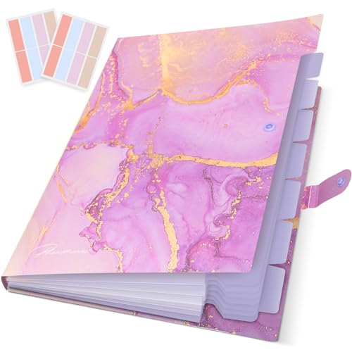 Expanding File Folder, Folders for Important Documents Organizer, Accordion File Organizer, Aesthetic Folders for School Students, 8 Pockets File Folder for Home Bills (Purple Gold Marble) - color: Purple Gold 8 Pockets