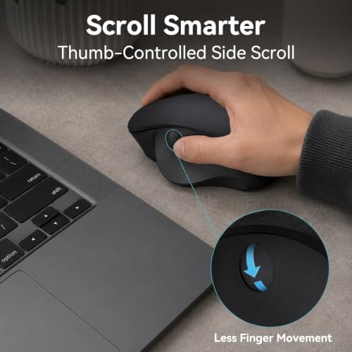 Ergonomic Thumb Wheel Mouse, Silent Wireless Mouse for Laptop | Comfortable Computer Mouse For Office Work, An Ergonomic Silent Click Mouse Offering A Natural Hand Posture