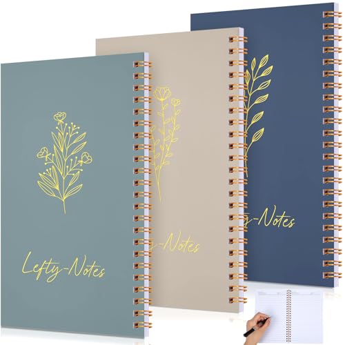 Lewtemi 3 Pcs Left Handed Spiral Notebook, Back to School Supplies for Lefties, 8x5 Inch Wire Bound Notebooks 100 Page Journal Back to School Gifts for Left Handers(Elegant Color) - color: Elegant Color