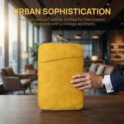PU Leather Laptop Sleeve 14 inch, Slim Laptop Carrying Case Bag Computer Sleeve Cover Compatible with MacBook Air/Pro, HP, Dell, Lenovo, Asus(Yellow) - color: Yellow, size: 14 inch