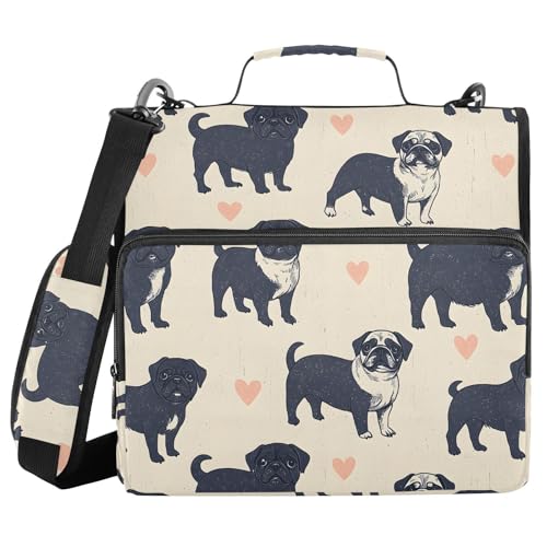 3 Ring Zipper Binder Watercolor Cartoon Dog Binders Bag with Shoulder Strap 500 Sheets Paper Organizer Trapper Keeper Documents Storage File Folder for School Office - color: A105