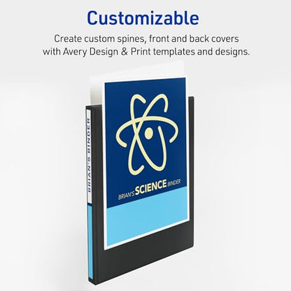 Avery Standard View 3 Ring Binder, 0.5" Round Rings, 100-Sheet Capacity, 0.7 Inch Wide Spine, 4 White Binders, Ideal for Lightweight Organization and Occasional Referencing (07792) - size: 0.5"