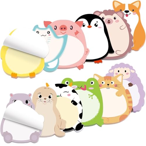 Fancy Land 24 Pads Cute Sticky Notes Cartoon Animal Pattern Sticky Notes for Teachers Classrooms 720 Sheets Memo Pads Teacher Appreciation Gift Home Office Supplies Cute - style: Cute