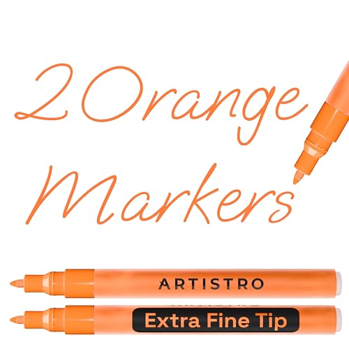 ARTISTRO 2 Orange Acrylic Paint Markers - 0.7mm Extra Fine-Tip Paint Pens - Perfect for Crafting, Art Projects, & More - color: Orange, style: Extra Fine