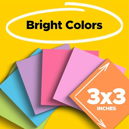 Post-it Super Sticky Notes, 3 x 3 in, Assorted Brights, 24 Pads - size: 3 in x 3 in, style: Standard