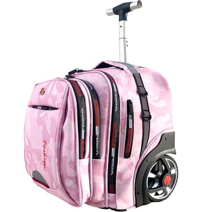 22 Inch Travel Rolling Backpack with Wheels for Women, Large Wheeled Backpacks with Large Capacity, Roller Bag with Laptop Waterproof Compartment (Pinkish)