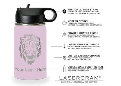 LaserGram Personalized Water Bottle, Grad Cap Class of 2023, 2024, 2025, 2026, 2027, Stainless Steel Double Wall Vacuum Insulated with Flip Top Straw, Custom Engraved Gift (12oz / 335ml Lavender) - color: Lavender, size: 12 Ounces