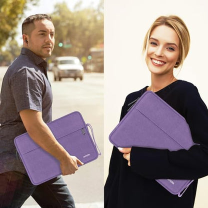 Laptop Sleeve 14 Inch, Water Resistant Traveling Computer Cover with Handle, Shockproof Protective Carrying Laptop Bag Compatible for 14 Inch MacBook Air/Pro, HP, Dell, Lenovo, Purple - color: Purple, size: 14 Inch