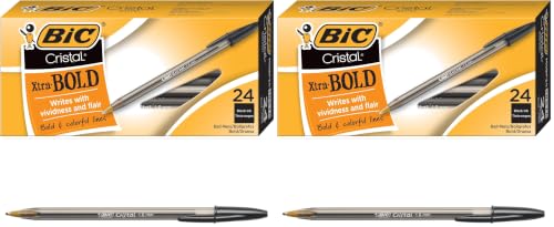 BIC Cristal Xtra Bold Ballpoint Pens,Bold Point (1.6mm) For Vivid And Dramatic Lines,Black Ink,Perfect Ink Pens,24 Count (Pack of 2) - color: Black Ink, size: 24 Count (Pack of 2), style: Bold Point (1.6mm)