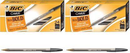 BIC Cristal Xtra Bold Ballpoint Pens,Bold Point (1.6mm) For Vivid And Dramatic Lines,Black Ink,Perfect Ink Pens,24 Count (Pack of 2) - color: Black Ink, size: 24 Count (Pack of 2), style: Bold Point (1.6mm)
