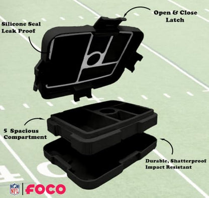 FOCO NFL Unisex-Adult Officially Licensed 2-Tone Big Logo Team Color Football Leak Proof 5 Compartment Bento Lunch Box - Cincinnati Bengals - color: Cincinnati Bengals