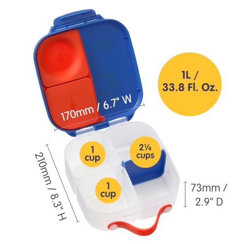 b.box Superman Mini Lunch Box Kids | 4.25 Cup Leak Proof Bento Box for Kids Ages 3+ | 3 Compartment Snack Containers, School Lunch Container, Dishwasher Safe, BPA-Free, PFAS-Free - color: Superman, size: 1-pack